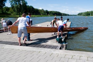 Getting our boat into the water