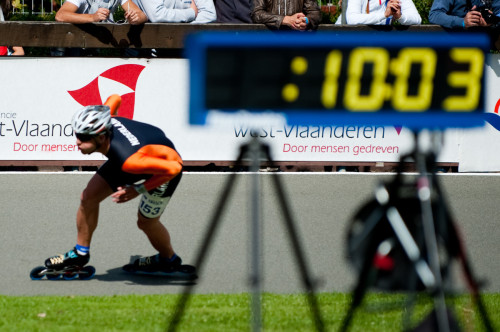 Michel on the second corner of his 300m Time Trial