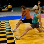 Lunging at the finish line