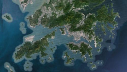 This satellite photo of Hong Kong shows just how much of it is actually not-concrete